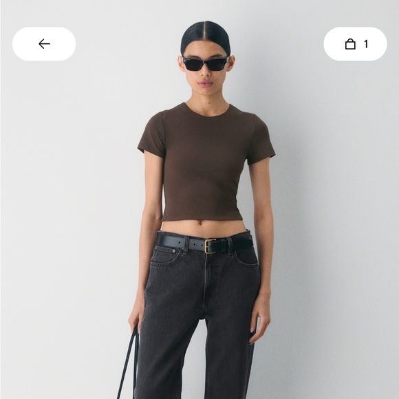 Aritzia contour Dark Brown Short Sleeve Tee - Picture 3 of 3